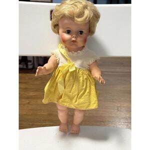 Vintage  Baby Doll Blue Sleepy Eyes Blond Hair 14 Inch